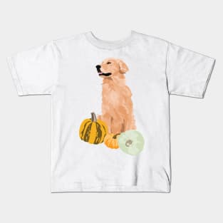 Golden Retriever Fall 3 Kids T-Shirt